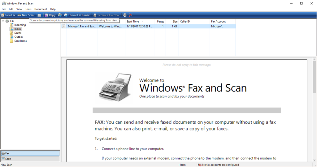 Scan document windows fax and scan step 2