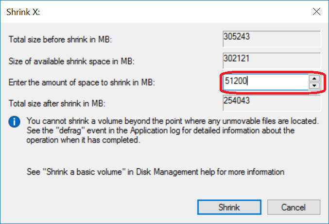 how to shrink volume on a hard drive step 3
