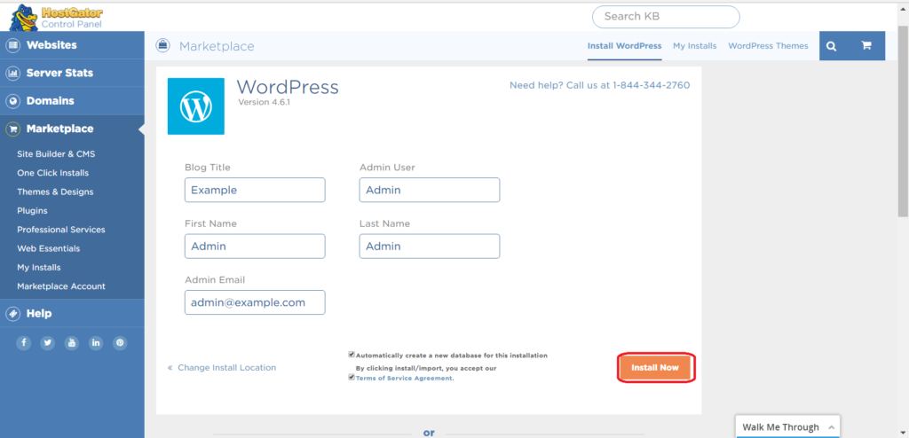 install wordpress hostgator step 3