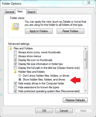 show hidden folders windows step 5