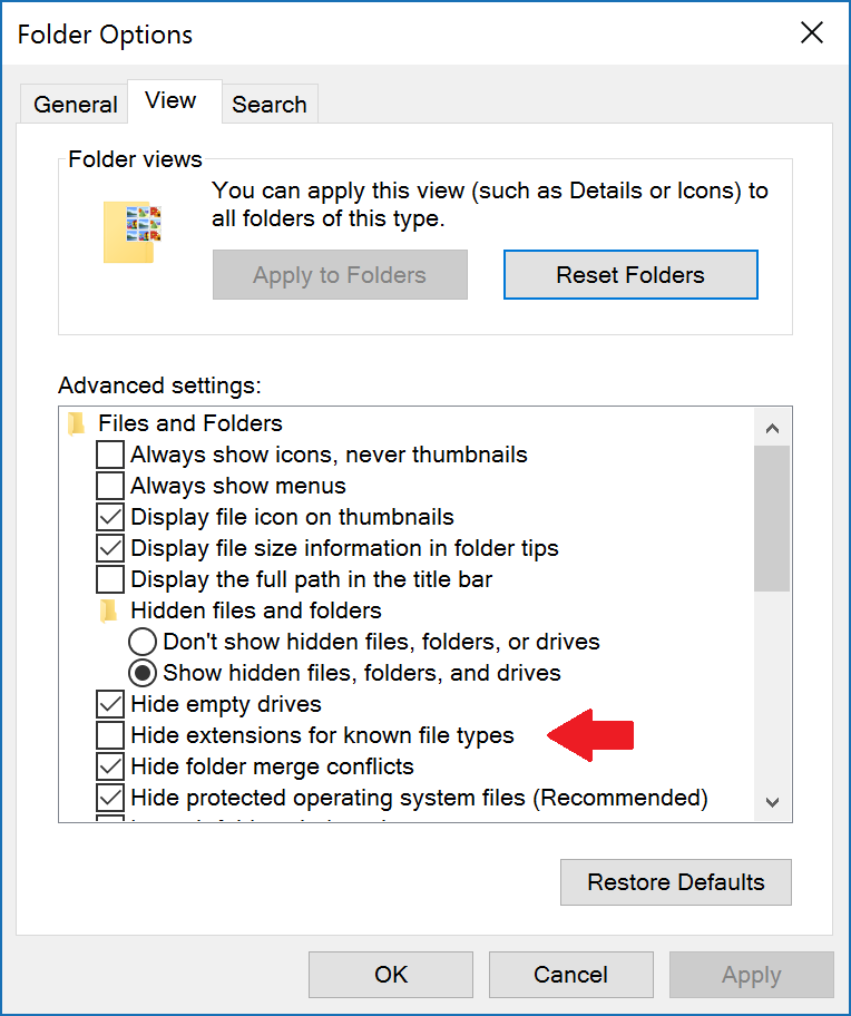 show file extensions windows step 3