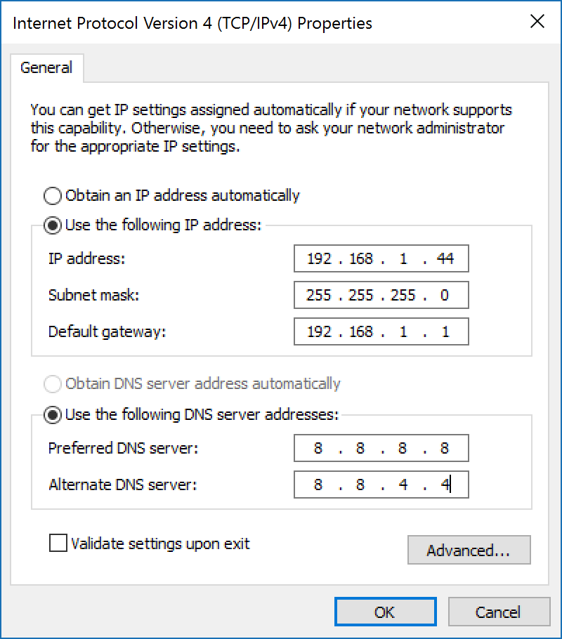 assign static ip address step 4