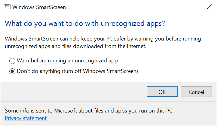 How to disable windows smartscreen step 3